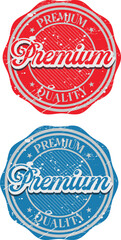 Premium Quality Red and Blue Round Stamp Seal Typography Vector design