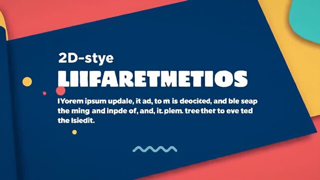 2D-style text banner with geometric shapes in red, yellow, & teal backgrounds