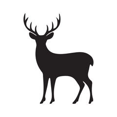 Wild Deer Silhouette Vector On White Background