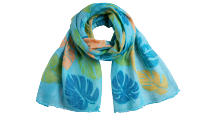 Beautiful blue floral scarf, a stylish accessory for spring and summer outfits elegant.