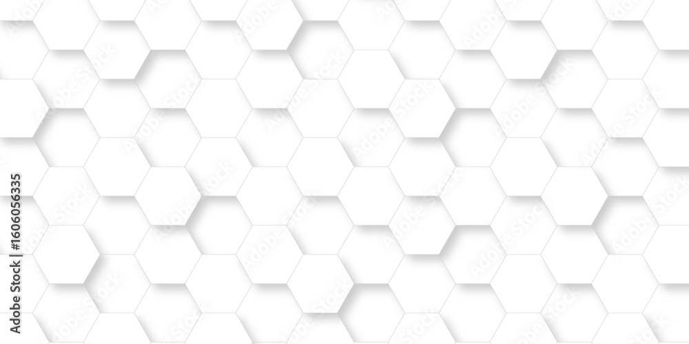 Fototapete seamless pattern with hexagons. hexagonal structure futuristic white background and embossed hexagon