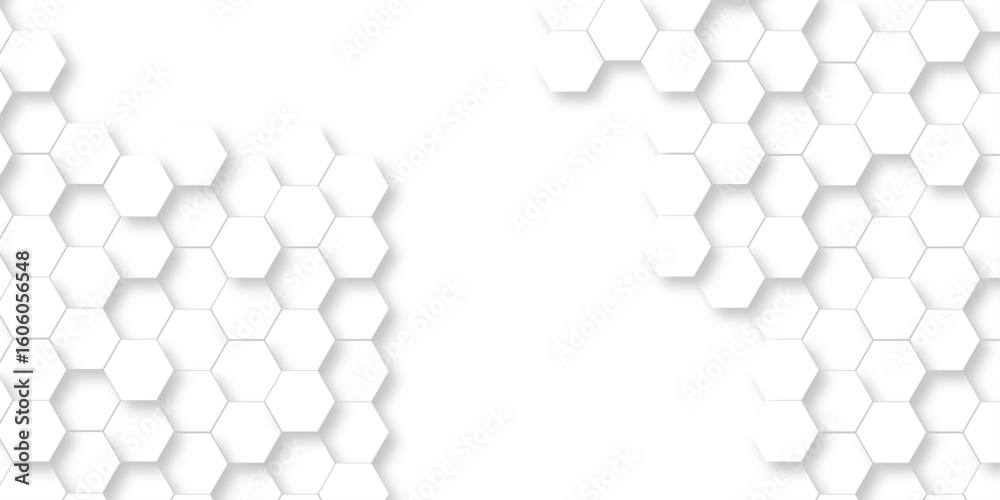 Fototapete seamless pattern with hexagons. hexagonal structure futuristic white background and embossed hexagon