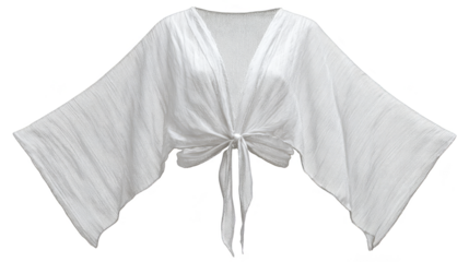 Flowing white robe with striking black tie, a study in elegance and minimalist fashion.