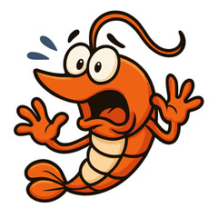 Cartoon shrimp shocked illustrations
