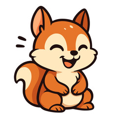 Cartoon squirrel sits smiling