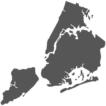 Simplified vector map of New York City &ndash; 5 borough silhouette