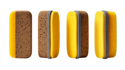 Vibrant variety of colorful cleaning sponges, a captivating closeup of textures and hues.