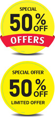 Special 50% off Offer Typography Vector design