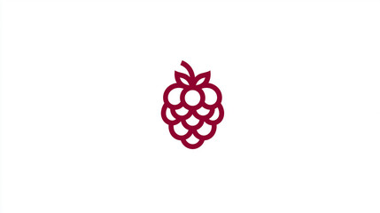 Minimalist Maroon Raspberry Icon, Flat Design for Health Food Logos