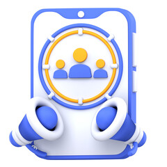 3D illustration of user targeting in digital marketing
