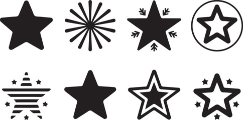 A stunning collection of star-themed designs, featuring stars in various shapes and patterns, including radiant stars, sparkles, and starbursts.