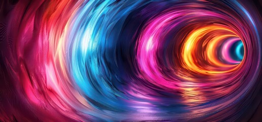 Fototapeta premium A vibrant, swirling tunnel of colors, suggesting movement and depth in a digital art style.
