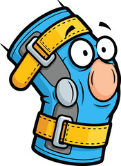 Cartoon Knee Brace with Wide Eyes and Yellow Straps