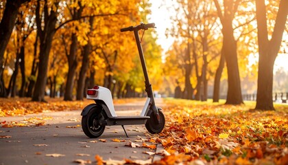 Electric scooter in autumn park (1)