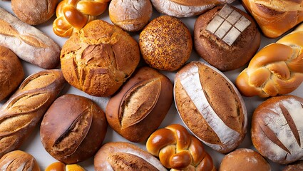 A delicious assortment of freshly baked artisan breads including baguettes loaves and braided challah
