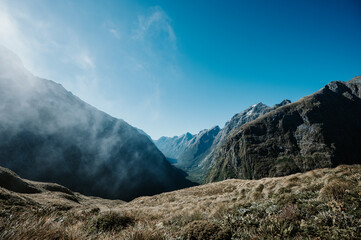 View from Mackinnon Pass on Milford Track, Fiordland National Park, New Zealand