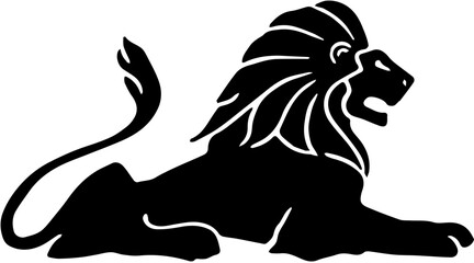 lion howling black silhouette vector, Simple silhouette Design vector icon with white background. Wild Animal Vector