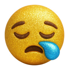 Fototapeta premium PNG Glittery sad emoji crying