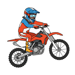 Motocross racer on red dirt bike in action pose with transparent background PNG