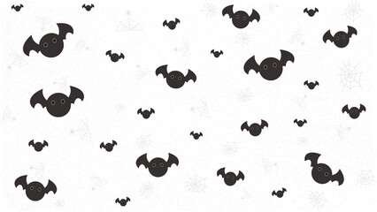 A Playful Halloween Pattern Featuring Cute Bats With Round Eyes And Spider Webs. Perfect For Spooky Decorations Or Themed Designs