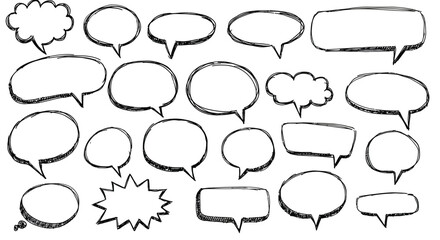 Hand-Drawn Speech Bubbles Set: A Collection of Unique Communication Elements