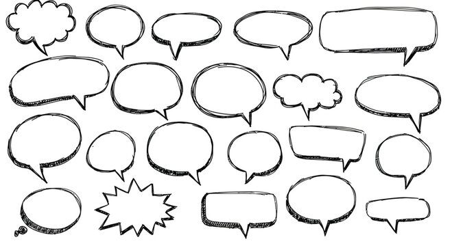 Hand-Drawn Speech Bubbles Set: A Collection of Unique Communication Elements