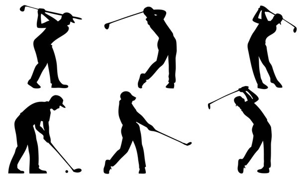 Silhouette of golf player swinging club simple clean vector design perfect for sports logos icons and minimalistic artwork