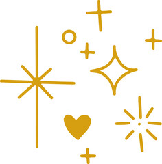 Gold Magical Sparkles and Star Elements – Aesthetic Clipart Set