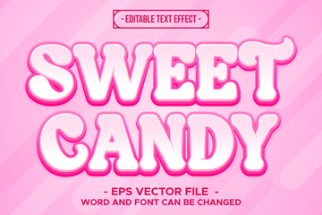 Sweet Candy Editable Text Effect with Pink Background in Cute and Fun Style - Vector Design