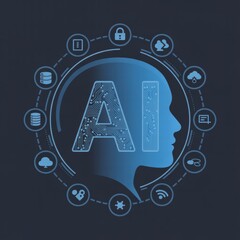 Fototapeta premium Artificial intelligence brain network head technology