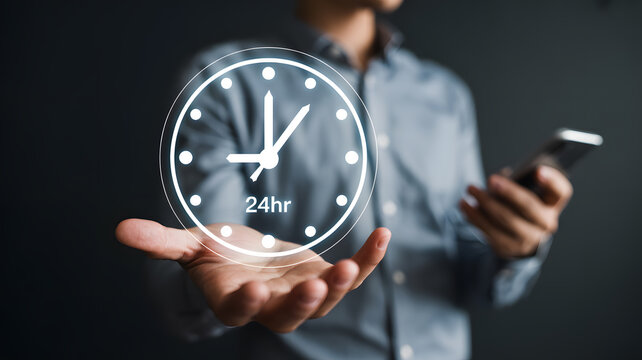 24hr service availability concept, modern business solution
