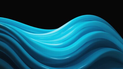 Flowing waves of blue light with an impressive gradient effect set against a dark background create a dynamic abstract design that evokes both movement, tranquil calm sensations in an imaginative way