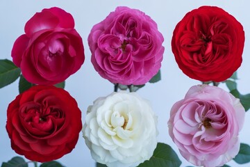 Collection of Beautiful Roses in Various Colors Elegant and Delicate Floral Arrangement for Wedding Invitations and Romantic Occasions