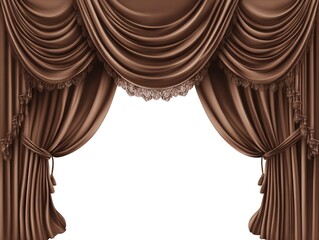 Dark Brown Classical Curtain with Lace Trim, for Stage Backdrop, Wedding Decoration, High - end Event Scenarios