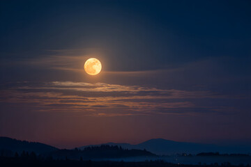 Zenith Moon Illuminating a Serene Landscape with Tranquility and Grace