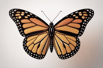 Obraz premium Detailed Monarch Butterfly Illustration Showing Wing Patterns and Anatomy on Clean Background Depicting Natural Beauty and Insect Life