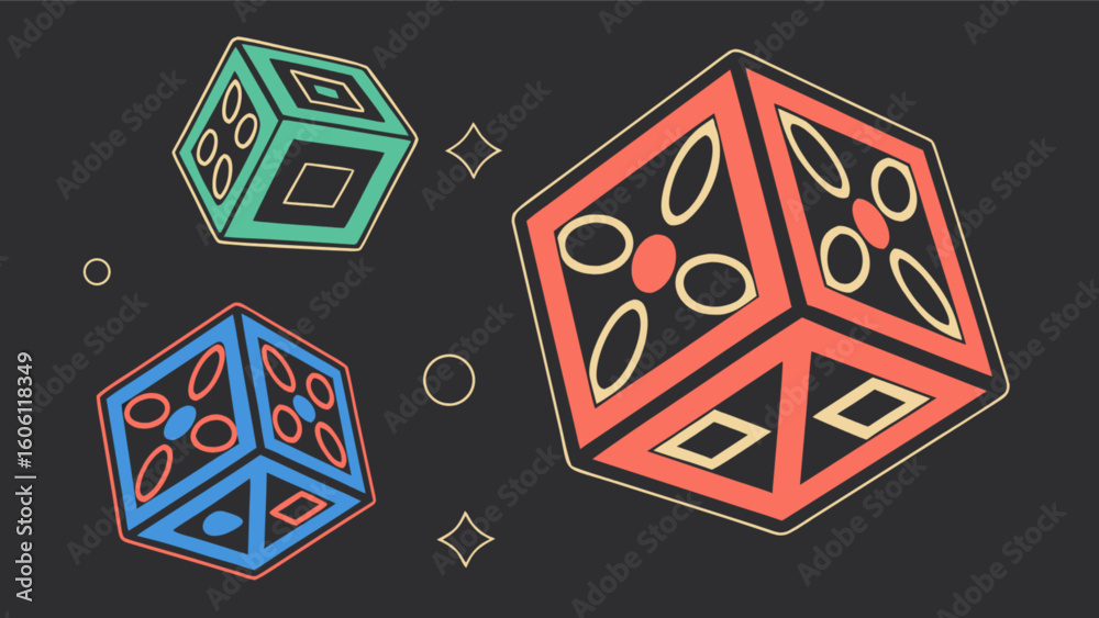 Fototapete abstract geometric cubes illustration vector art design colorful shapes modern graphic background fo