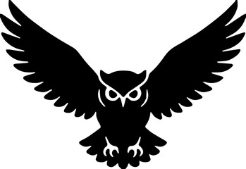 owl in flight silhouette on white background