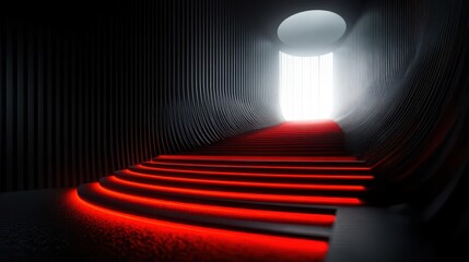 Red Lit Steps to Bright Light