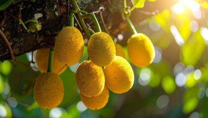 Cluster of ripe yellow fruits on a tree