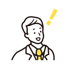 ビジネスマンが閃いている上半身のシンプルなイラスト素材