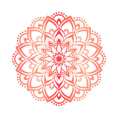 Red floral mandala with round lace pattern design