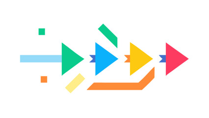 Colorful process flow diagram illustration with arrows for business and data visualization design concept
