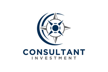 Compass windrose logo design for Investment consultants business. symbolizes guidance and strategic planning. Vector illustration.