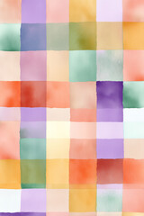 Watercolor pastel colored square pattern creating a checkered design