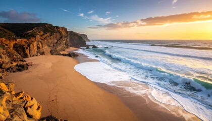 Coastal beach sunset scenery