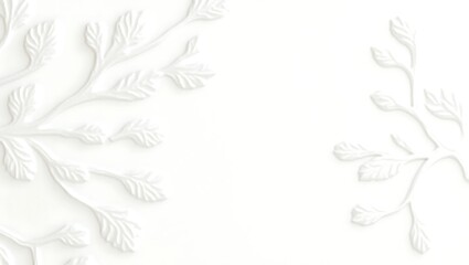Fototapeta premium White leaves background texture pattern, elegant floral design element for wedding invitation card design