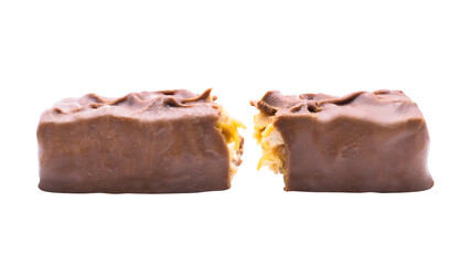 Chocolate Bar Cut in Half Isolated on Isolated Background
