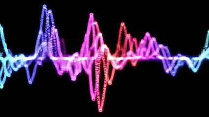 Vibrant soundwave visualizer illustration on black background, energy pulsing lines - Powered by Adobe