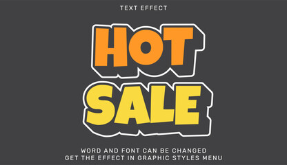 Dynamic hot sale text effect in vibrant colors on dark background, suitable for advertising and promotions